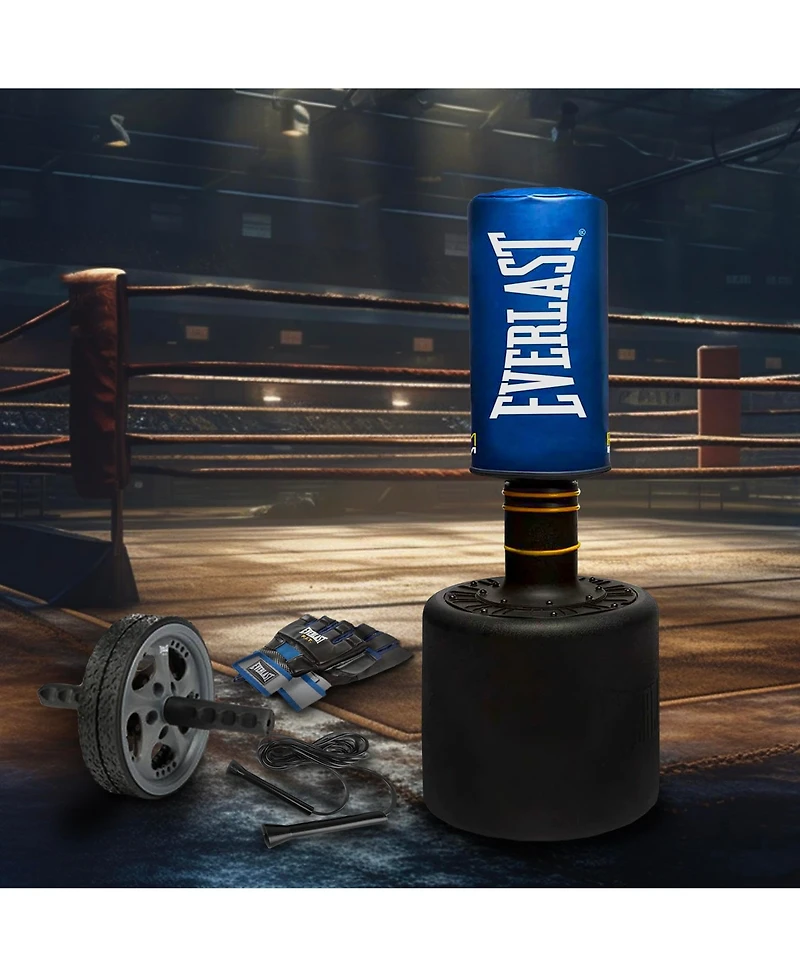 Everlast Powercore Free Standing Heavy Duty Fitness Training Bag with Kit, Blue