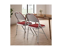 gaomon Folding Chairs 2 Pack, Portable Metal Chairs with Cushions and Non-Slip Feet Pads for Home and Office, Indoor and Outdoor Events