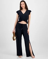 Miken Juniors Ruffled Cover Up Top Side Slit Cover Up Pants Exclusively At Macys