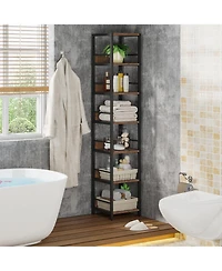 Tribesigns 75 Inch Tall Narrow Bookshelf Storage Rack Set of 2, Etagere Shelves Display Stand for Small Spaces,6-Tier Corner Shelf