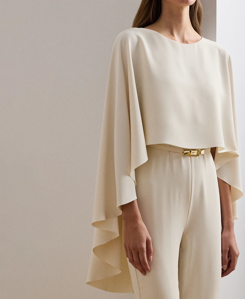 Lauren Ralph Women's Belted Cape Georgette Jumpsuit