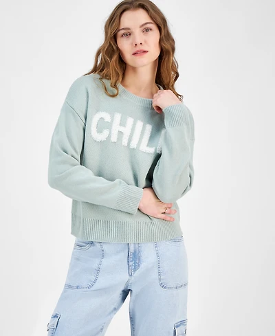 Hooked Up by Iot Juniors' Novelty Verbiage Sweater