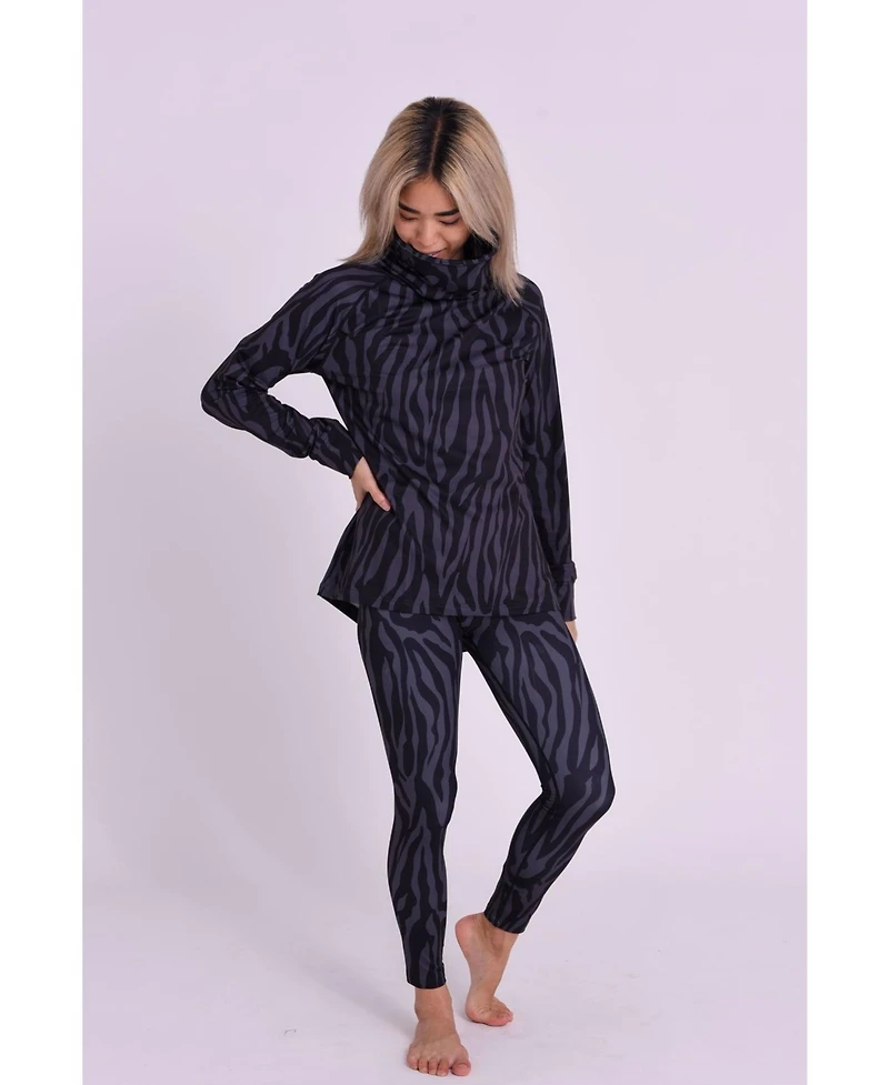 Oosc Women's High Neck Baselayer Top - Black Tiger