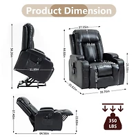Power Lift Recliner Chair for Elderly Heavy Duty Motion Mechanism with 8-Point Vibration Massage and Lumbar Heating Usb Charging Port
