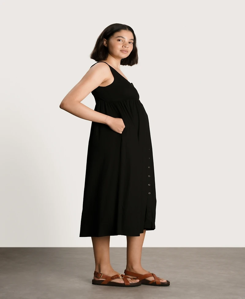 Nom Maternity Maternity Ribbed Modal Henley Dress