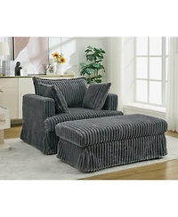 Streamdale Oversized Corduroy Chaise Lounge with Ottoman