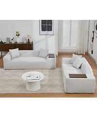 Streamdale Furniture 2 Piece Boucle Cloud Sofa Set, Upholstered Sofa Set, Modern 3 Seater and 2 Seater Sofa with Mdf End Table for Living Room, Apartm