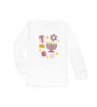 Sweet Wink Baby Girls Hanukkah Doodle Long Sleeve Shirt