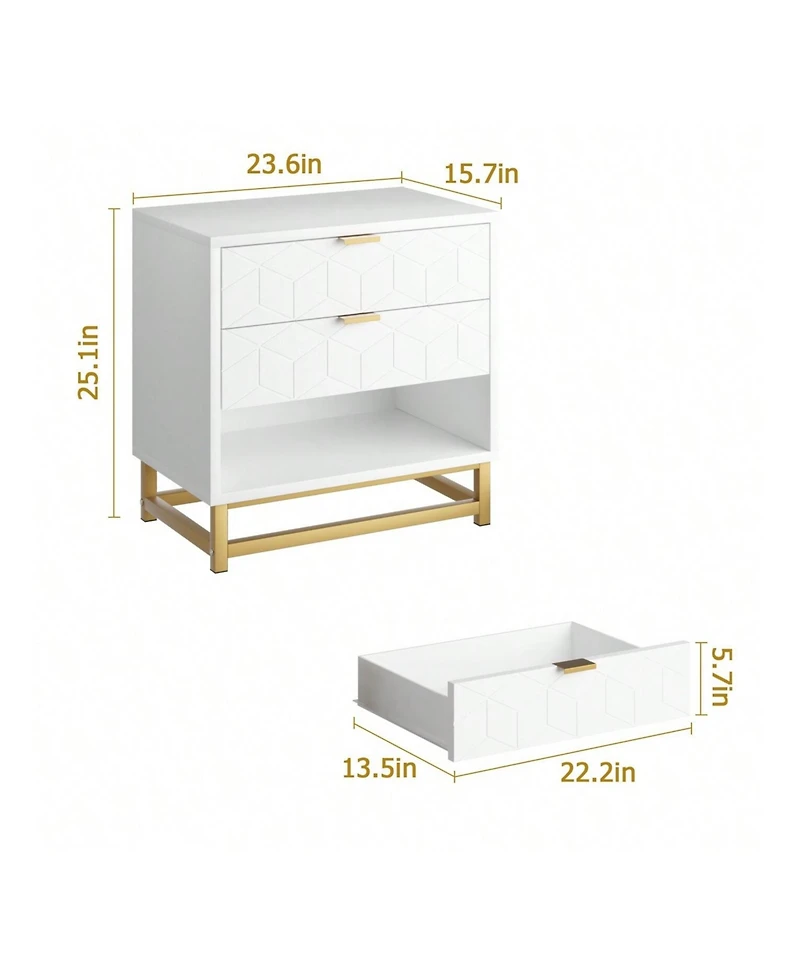 3 Drawer Dresser For Bedroom, Modern Dressers & Chests Of Drawers, Wood Dresser Chest Organizer With Metal Legs, Large Drawers For Bedroom, Hallway