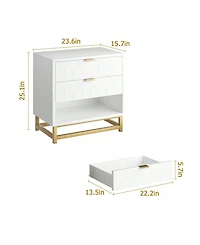 3 Drawer Dresser For Bedroom, Modern Dressers & Chests Of Drawers, Wood Dresser Chest Organizer With Metal Legs, Large Drawers For Bedroom, Hallway