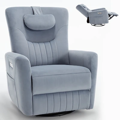 Swivel and Rocker Power Recliner Chair Heavy Duty Motion Mechanism with Usb Type-c Ports