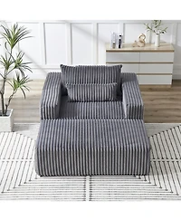Streamdale Corduroy Sponge Sofa Lounge Chair with Removable Footrest