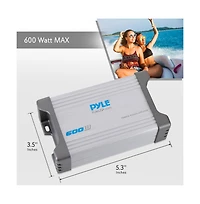 Pyle 2-Channel Waterproof Marine Amplifier Kit - 600 Watt, Aux/Rca Input
