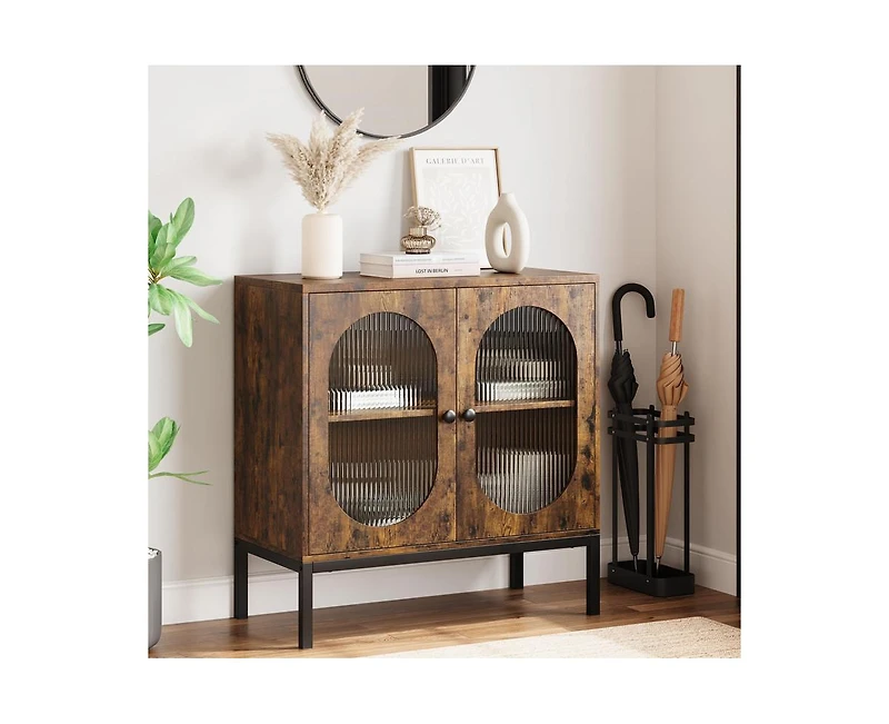 gaomon Buffet Cabinet, Rattan Storage Cabinet with Doors and Shelves, Accent Sideboard, Console Entryway for Livi
