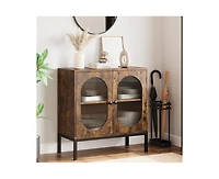 gaomon Buffet Cabinet, Rattan Storage Cabinet with Doors and Shelves, Accent Sideboard, Console Entryway for Livi
