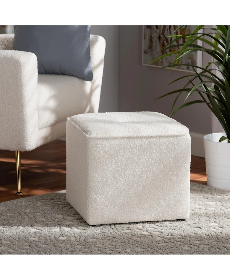 Baxton Studio Isaiah Modern and Contemporary Ivory Boucle Upholstered Ottoman