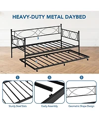 gaomon Twin Daybed with Trundle, Day Bed with Trundle Bed Twin, Twin Size Mattress Foundation