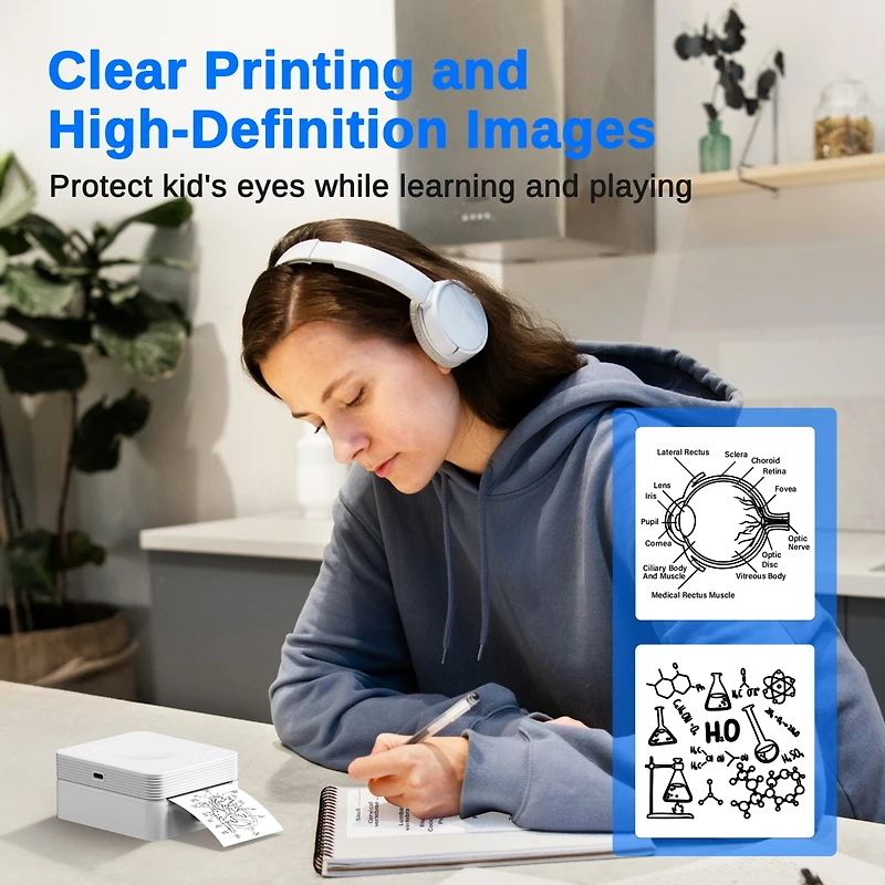 Sticker Printer, PM230 Mini Thermal Printer Bluetooth Portabel Sticker Maker with 3 Rolls of Paper, Print Pods Mini Printer with Multiple Templates fo