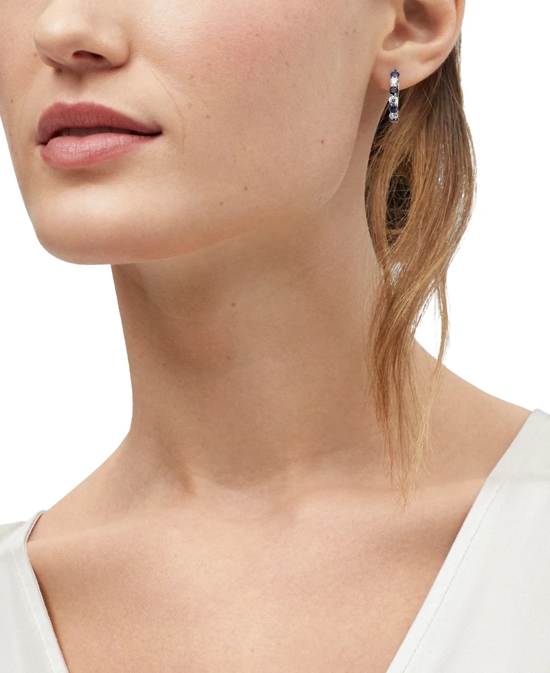 Grown With Love Lab Emerald (1-7/8 ct. t.w.) & Diamond (1-1/2 Small Hoop Earrings 14k Gold, 0.82" (Also Ruby