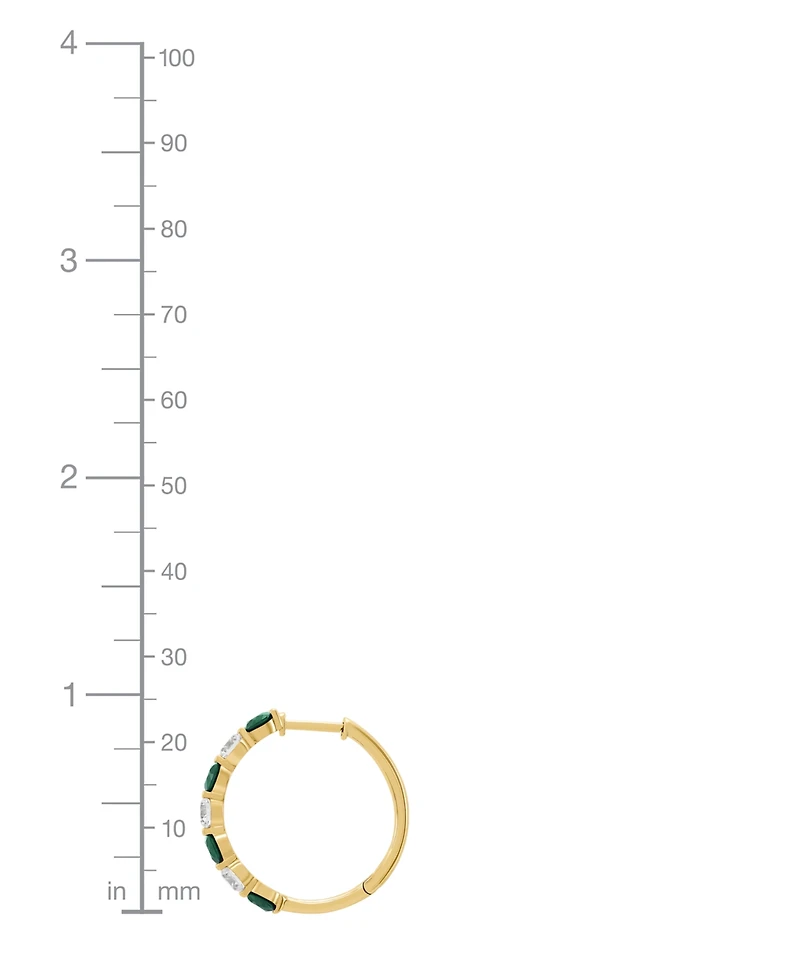 Grown With Love Lab Emerald (1-7/8 ct. t.w.) & Diamond (1-1/2 Small Hoop Earrings 14k Gold, 0.82" (Also Ruby