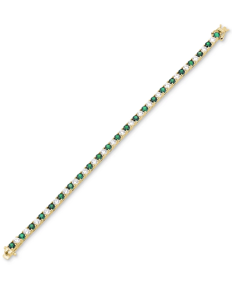 Grown With Love Lab Emerald (4-5/8 ct. t.w.) & Diamond (4-1/2 Tennis Bracelet 14k Gold (Also Ruby Grow