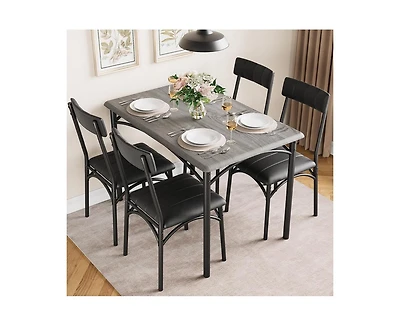 gaomon Dining Table Set for 4, Kitchen Table with 4 Upholstered Chairs, 5 Piece Rectangular Dining Room Table Set, for Small Space, Apartment, Home