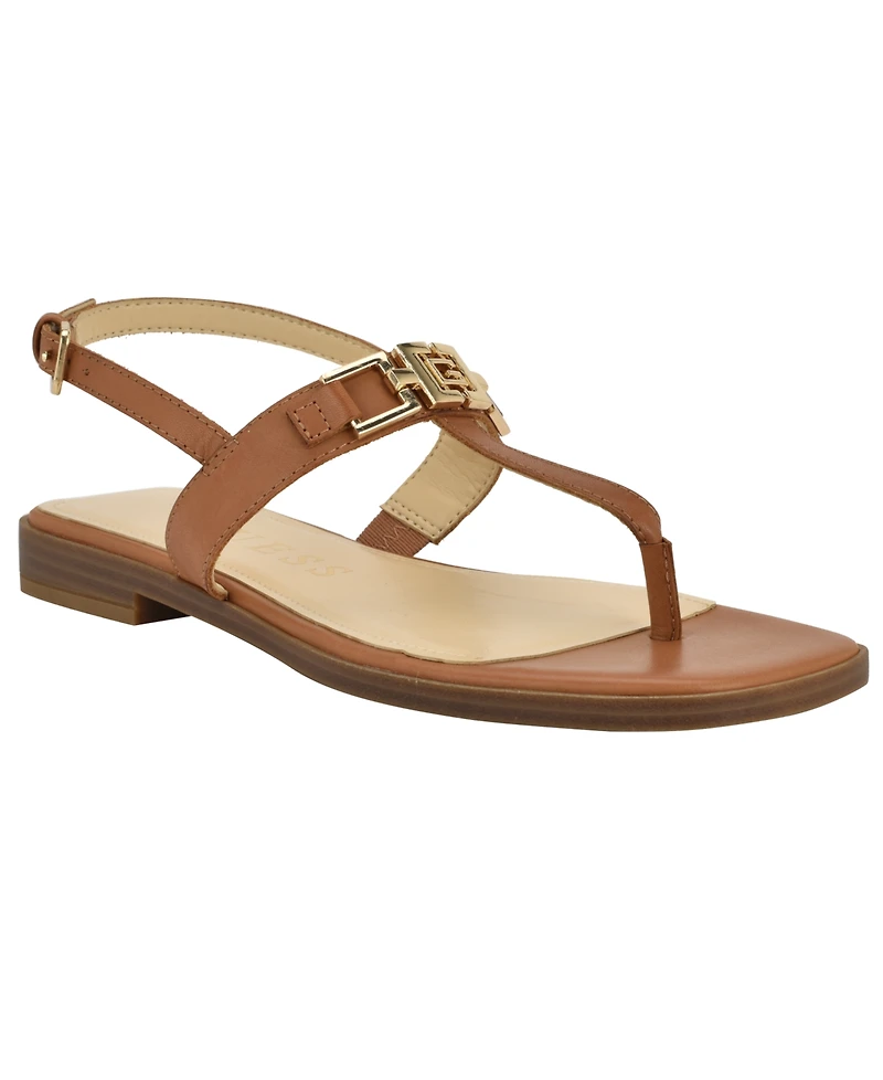 Guess Women's Reality G-Elite T-Strap Flat Sandals