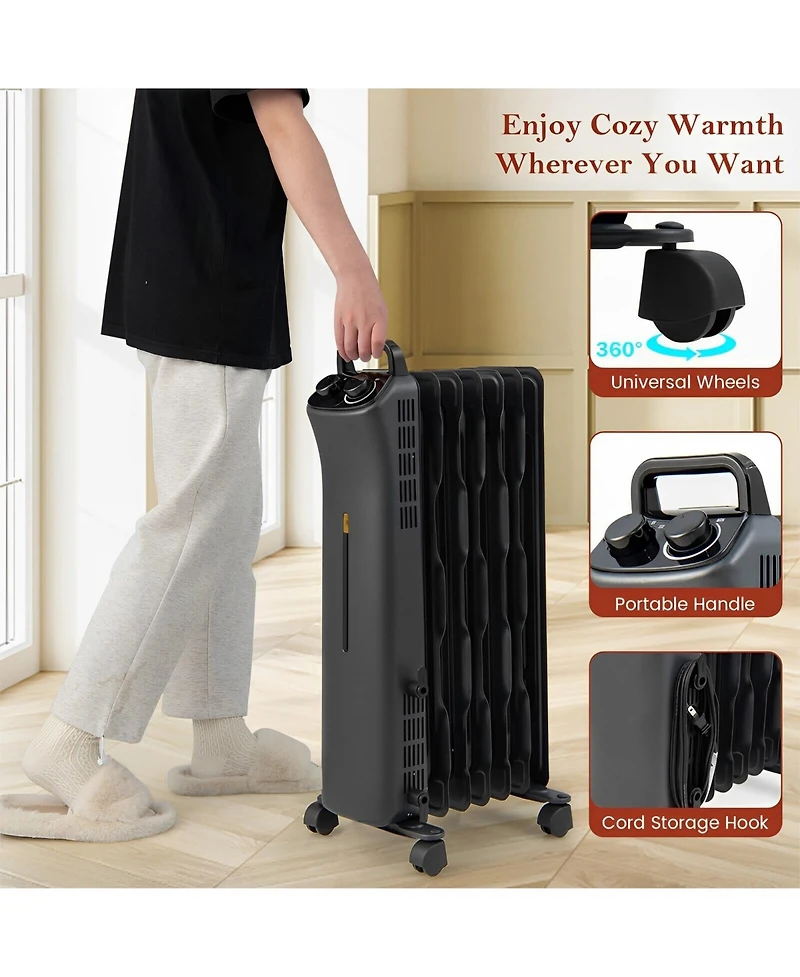 Sugift 1500W Oil Filled Space Heater with 3-Level Heat