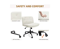 gaomon Office Chair with Wheels, Wide Seat Swivel Leather Armless Criss Cross Chair, 360° Height Adjustable Swivel Desk Chair