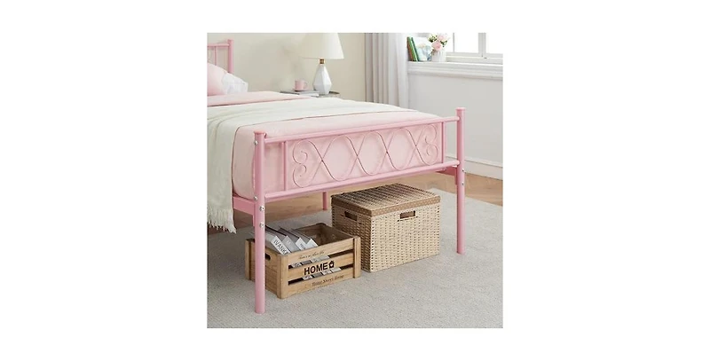 gaomon Twin Size Metal Platform Bed Frame with Headboard and Footboard