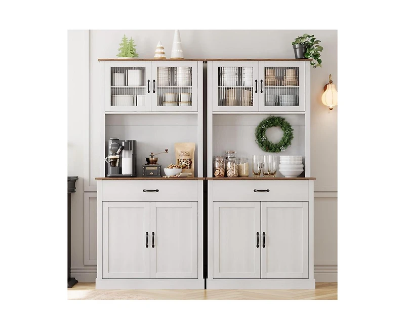 gaomon Kitchen Pantry Cabinet, 71" Tall Kitchen Hutch Storage Cabinet with Microwave Stand