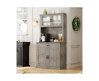 gaomon Kitchen Pantry Cabinet, 71" Tall Kitchen Hutch Storage Cabinet with Microwave Stand