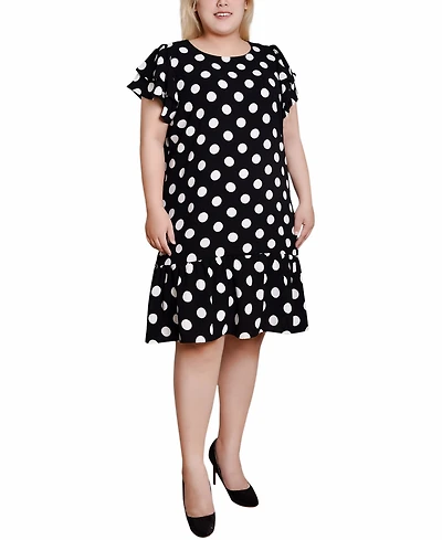 Ny Collection Plus Size Double Layer Flutter Sleeve Dress