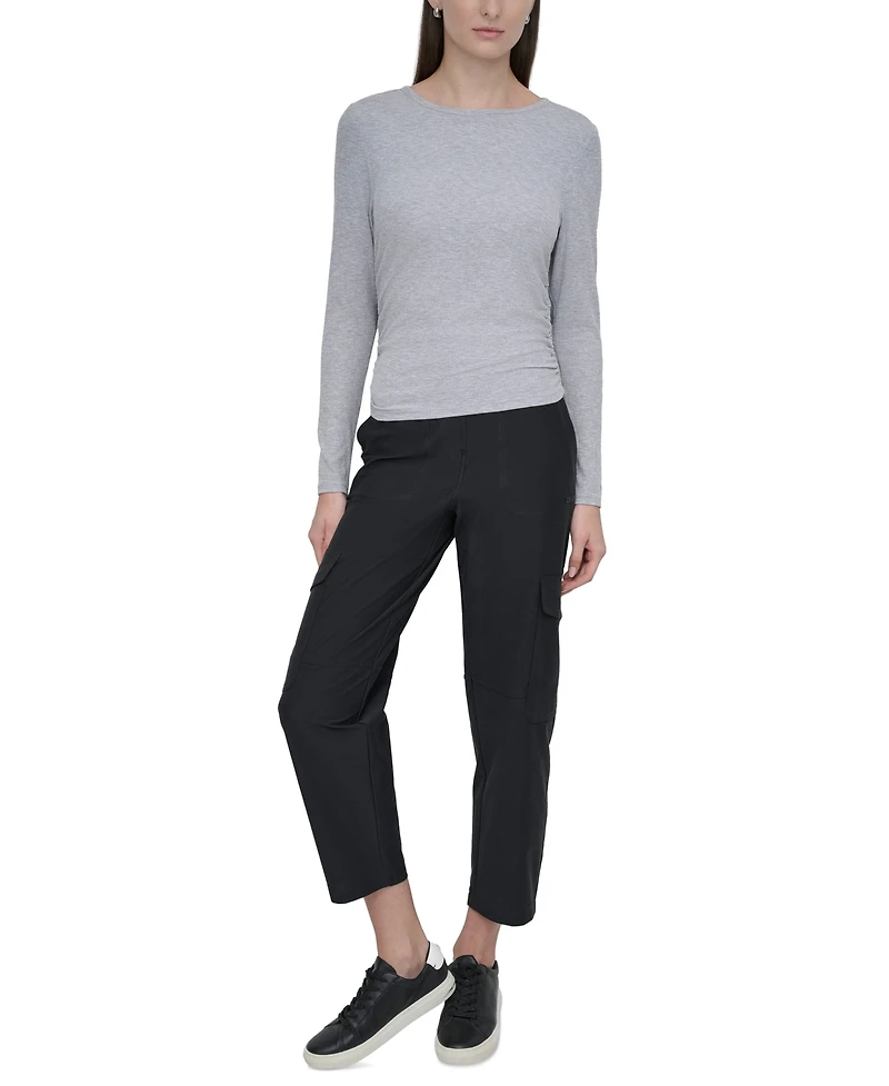 Dkny Sport Women's Ribbed Ruched Top