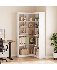 gaomon Corner Bookshelf 72.8in Farmhouse Bookcase Large