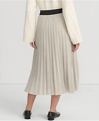 Lands' End Women's Knit Foil Pleated Midi Skirt