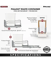 Rev-a-Shelf Pullout Kitchen Trash Can 35 qt. with Soft-close, 53WC-1535SCDM-111