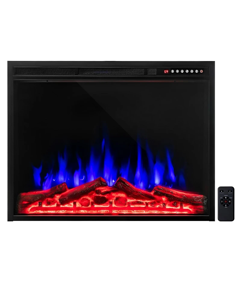 Skonyon 34 Inch Electric Fireplace Recessed with Adjustable Flames