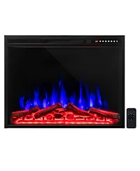Skonyon 34 Inch Electric Fireplace Recessed with Adjustable Flames
