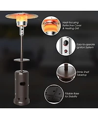 Sugift Outdoor Heater Propane Standing Lp Gas Steel with Table and Wheels