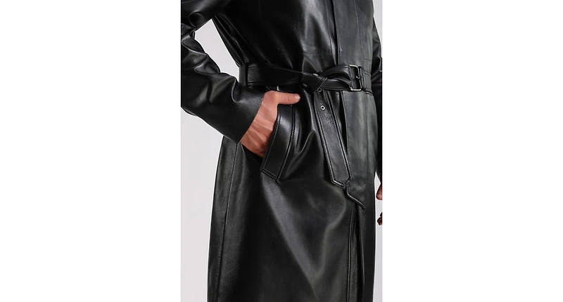Furniq Uk Men's Leather Trench Coat