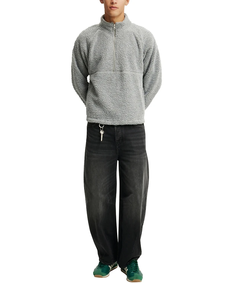 Cotton On Men's Teddy 1/2 Zip Fleece Sweatshirt
