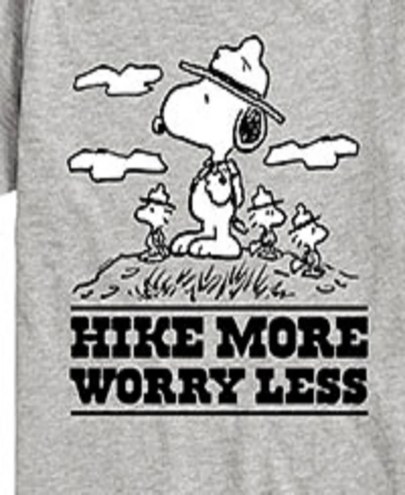 Peanuts Big Boys Snoopy Hike More Worry Less Graphic Tee