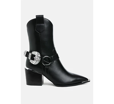 Woodstock Diamante Embellished Pin Buckle Boots