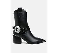 Woodstock Diamante Embellished Pin Buckle Boots