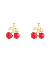 Coach Red Enamel Vintage Charms Cherry Stud Earrings