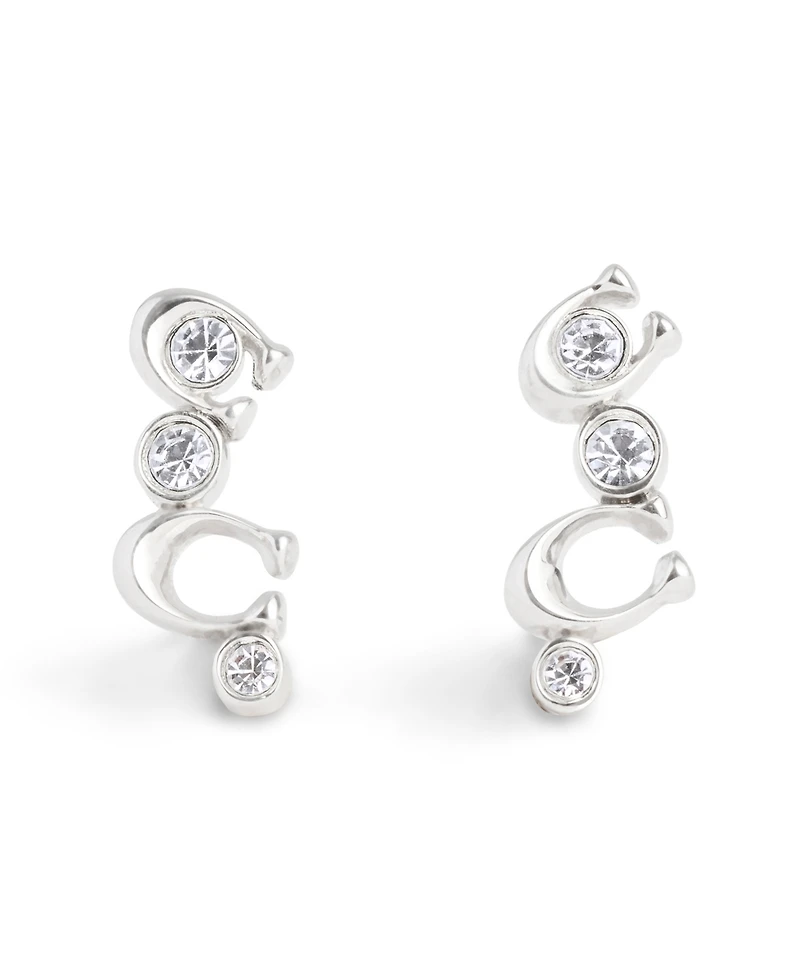 Coach Faux Stone Signature C Stone Crawler Earrings