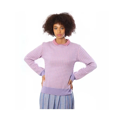Bellemere Tweed Merino Pullover With Pearl Collar