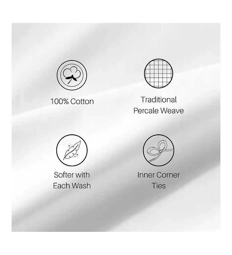 Egyptian Linens Adeline 100% Cotton Percale Embroidered Duvet Cover Set, Full/Queen