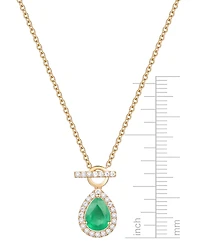 Emerald (1 ct. t.w.) & Diamond (1/4 Pear Halo Toggle 18" Pendant Necklace 14k Gold (Also available Ruby Sapphire